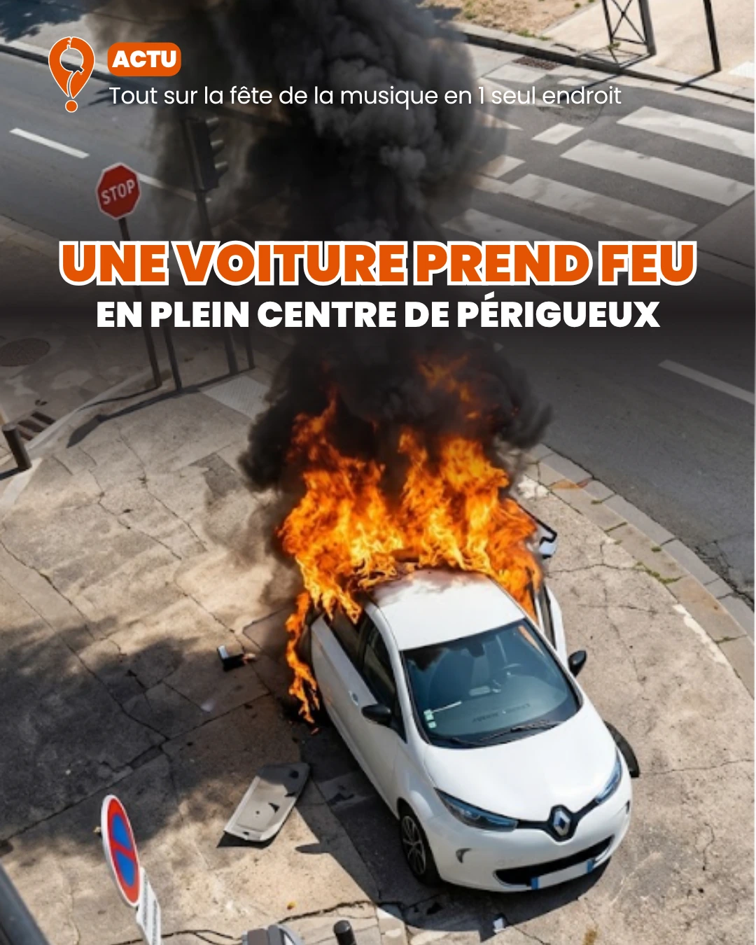 Voiture en Feu à Périgueux